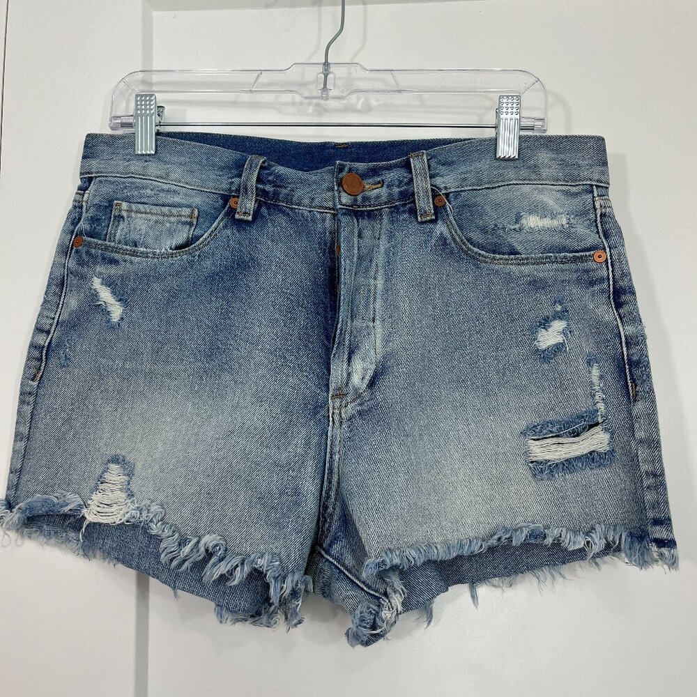 Blank NYC Size 30 Blue Distressed Denim Cutoff Jean Shorts